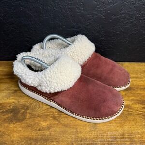 OluKai Ku'i 20457-1234 Rose Nubuck Leather Shearling Slipper Shoe‎ Womens Size 8